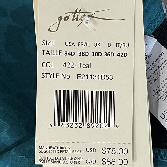 Profile by Gottex SZ 34 D Swim Bikini Top Lightly Padded Underwire Leopard Print - Picture 10 of 12